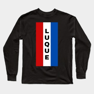 Luque City in Paraguay Flag Colors Vertical Long Sleeve T-Shirt